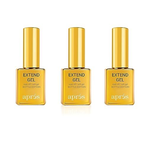 Aprés Extend Gel Gold Bottle Edition, Pack of 3 - Gel-X Tips Adhesive, No Primer or Bonder Needed (15 ml each) Avelisse