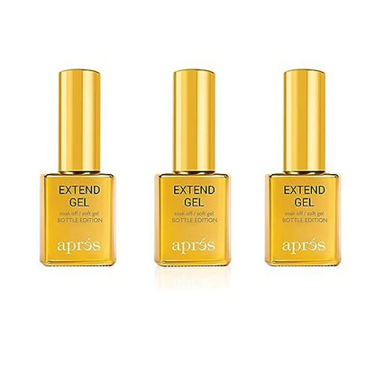 Aprés Extend Gel Gold Bottle Edition, Pack of 3 - Gel-X Tips Adhesive, No Primer or Bonder Needed (15 ml each) Avelisse