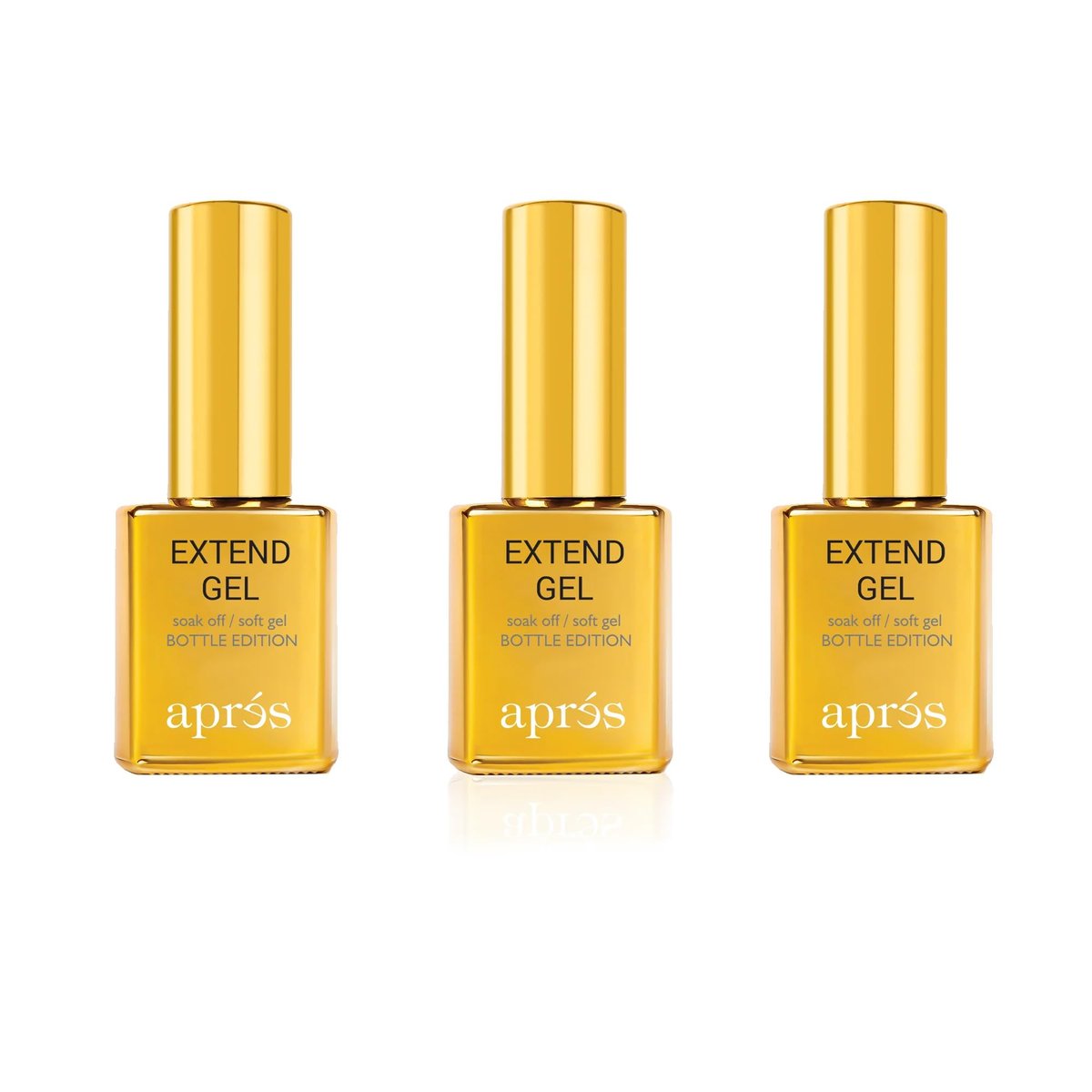 Aprés Extend Gel Gold Bottle Edition, Pack of 3 - Gel-X Tips Adhesive, No Primer or Bonder Needed (15 ml each) Avelisse