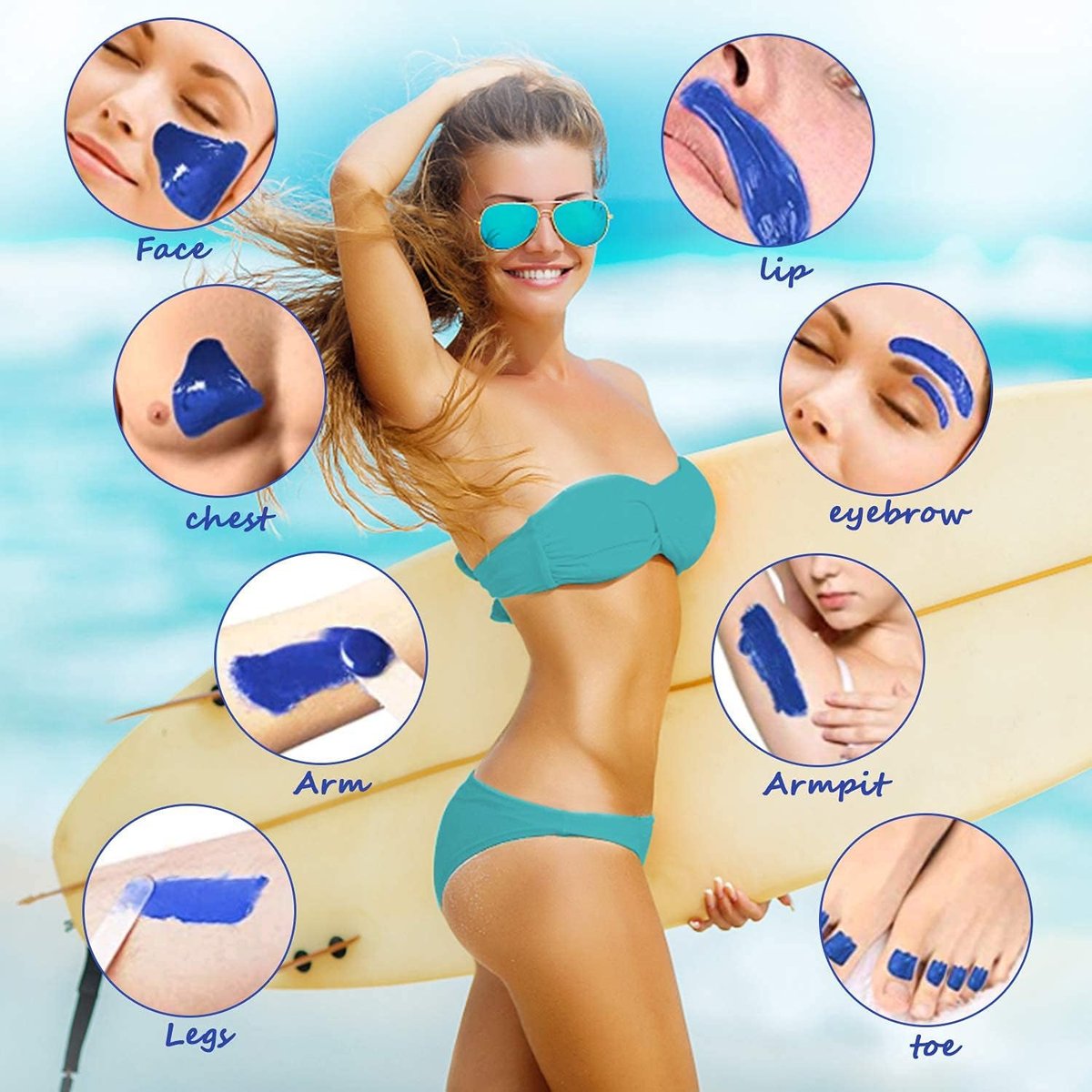 Easkep Waxing Kit with Warmer, 6 Adjustable Temperature Settings, 5 Packs Hard Wax Beads & 20 Wooden Applicator Sticks – Painless Hair Removal for Legs, Face, Underarm, Bikini, Brazilian Avelisse