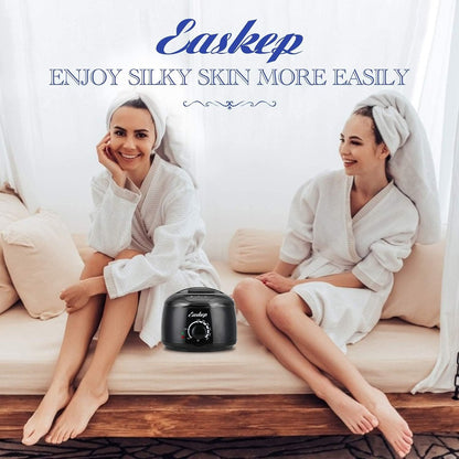Easkep Waxing Kit with Warmer, 6 Adjustable Temperature Settings, 5 Packs Hard Wax Beads & 20 Wooden Applicator Sticks – Painless Hair Removal for Legs, Face, Underarm, Bikini, Brazilian Avelisse