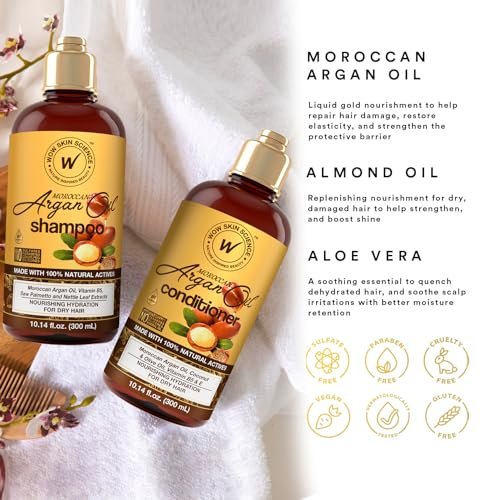 WOW Skin Science Moroccan Argan Oil Shampoo & Conditioner Duo - 33.8 Fl Oz Total, Sulfate-Free, Paraben-Free, Nourishing Hair Care Set - görsel 6
