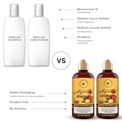 WOW Skin Science Moroccan Argan Oil Shampoo & Conditioner Duo - 33.8 Fl Oz Total, Sulfate-Free, Paraben-Free, Nourishing Hair Care Set - görsel 14