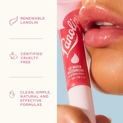 Lanolips Lanolin Lip Water - Holographic - Clear Gloss Serum with Hyaluronic Acid & Lanolin Oil for Hydrated Glow (10ml / 0.34 fl oz)