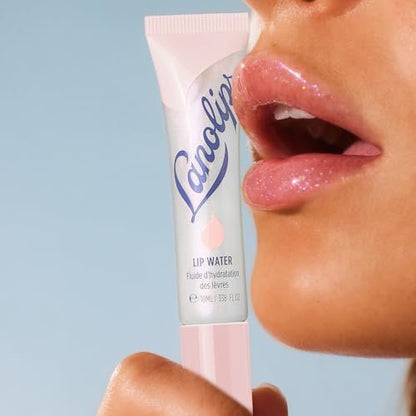 Lanolips Lanolin Lip Water - Holographic - Clear Gloss Serum with Hyaluronic Acid & Lanolin Oil for Hydrated Glow (10ml / 0.34 fl oz)