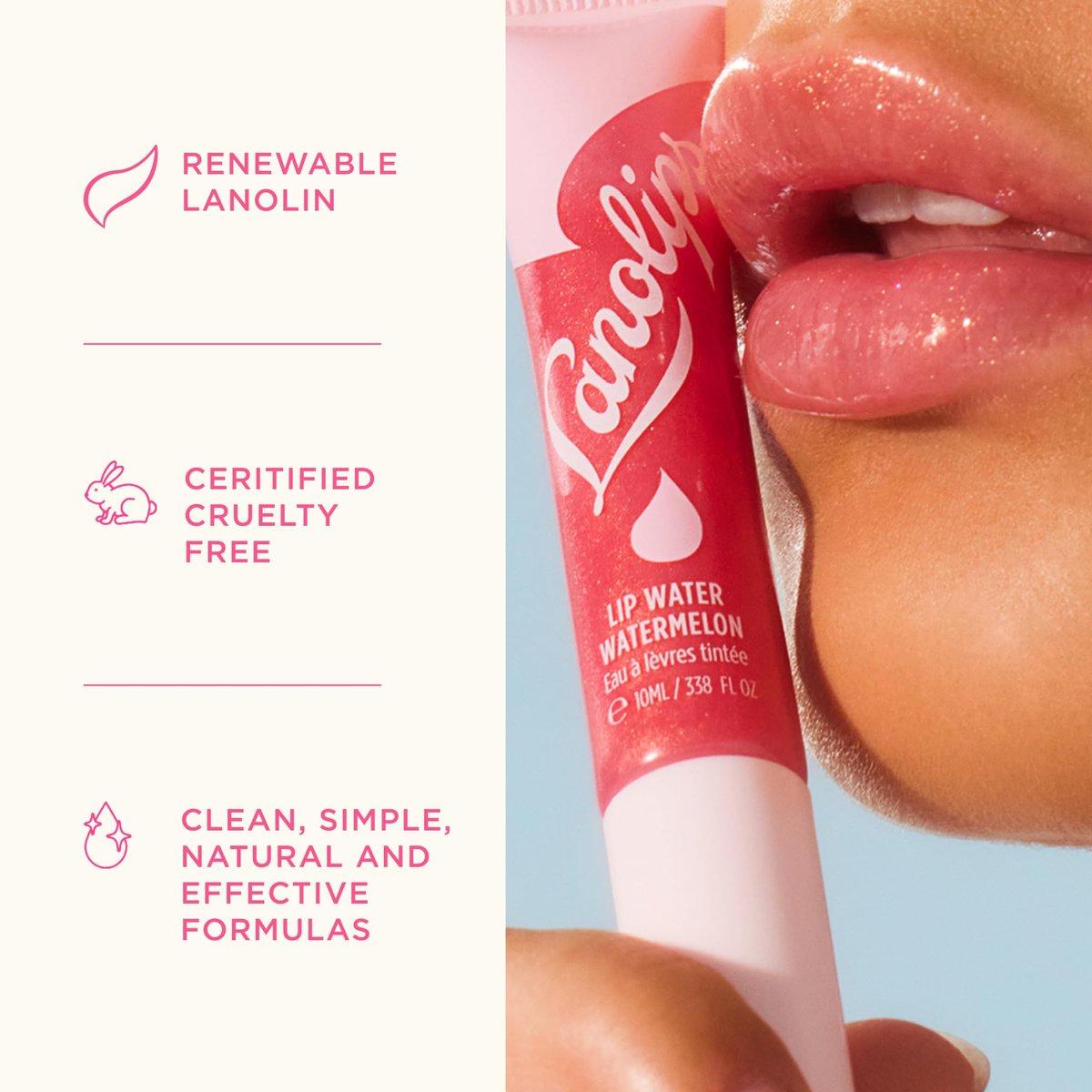 Lanolips Lanolin Lip Water - Holographic - Clear Gloss Serum with Hyaluronic Acid & Lanolin Oil for Hydrated Glow (10ml / 0.34 fl oz) - görsel 15