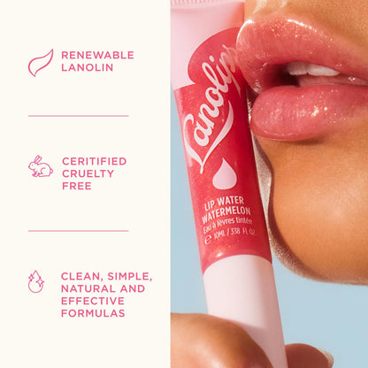 Lanolips Lanolin Lip Water - Holographic - Clear Gloss Serum with Hyaluronic Acid & Lanolin Oil for Hydrated Glow (10ml / 0.34 fl oz)