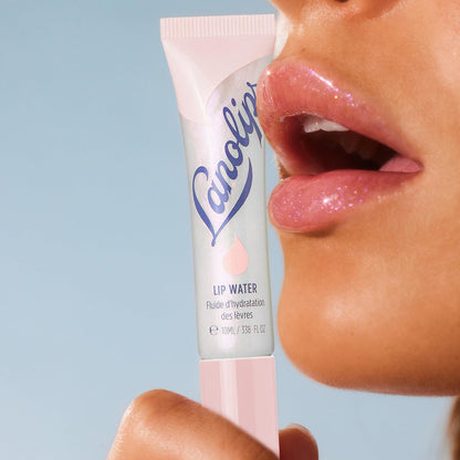 Lanolips Lanolin Lip Water - Holographic - Clear Gloss Serum with Hyaluronic Acid & Lanolin Oil for Hydrated Glow (10ml / 0.34 fl oz)