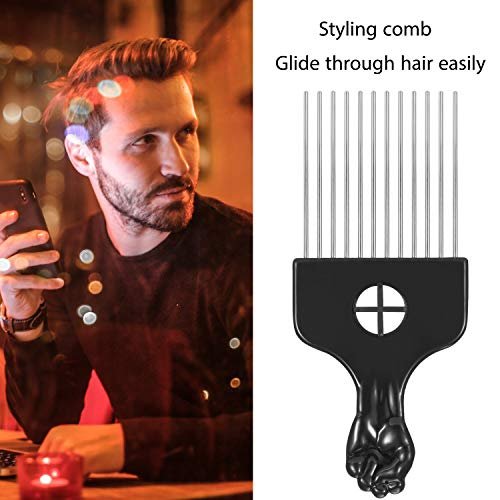 Boao 3-Pack Metal Hair Pick Combs for Afro, Curly Hair – Detangle & Lift Styling Tool for Women and Men - görsel 8