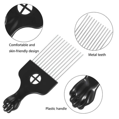 Boao 3-Pack Metal Hair Pick Combs for Afro, Curly Hair – Detangle & Lift Styling Tool for Women and Men