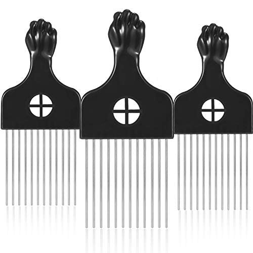 Boao 3-Pack Metal Hair Pick Combs for Afro, Curly Hair – Detangle & Lift Styling Tool for Women and Men - görsel 2