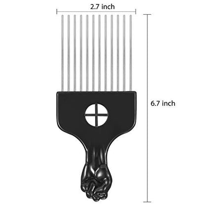 Boao 3-Pack Metal Hair Pick Combs for Afro, Curly Hair – Detangle & Lift Styling Tool for Women and Men