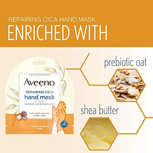 Aveeno Repairing CICA Foot Mask & Hand Mask with Prebiotic Oat and Shea Butter, for Extra Dry Skin, 1 Count Avelisse