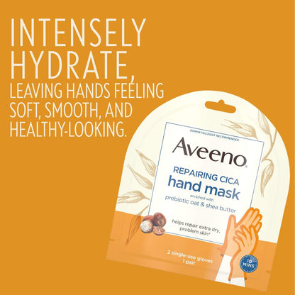 Aveeno Repairing CICA Foot Mask & Hand Mask with Prebiotic Oat and Shea Butter, for Extra Dry Skin, 1 Count Avelisse