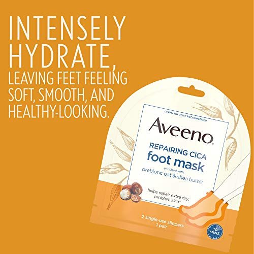 Aveeno Repairing CICA Foot Mask & Hand Mask with Prebiotic Oat and Shea Butter, for Extra Dry Skin, 1 Count Avelisse