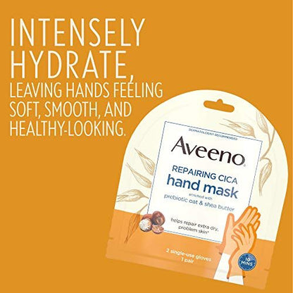 Aveeno Repairing CICA Foot Mask & Hand Mask with Prebiotic Oat and Shea Butter, for Extra Dry Skin, 1 Count Avelisse
