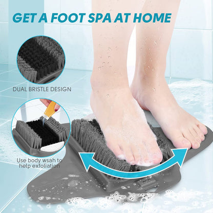 BESKAR Shower Foot Scrubber Mat with Pumice Stone - Cleans, Exfoliates & Smooths Feet Without Bending - Upgraded Non-Slip Suction Cups - Gray Avelisse