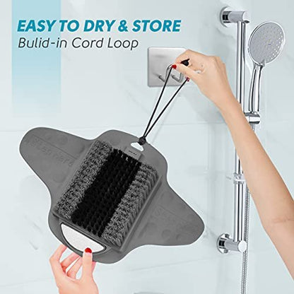 BESKAR Shower Foot Scrubber Mat with Pumice Stone - Cleans, Exfoliates & Smooths Feet Without Bending - Upgraded Non-Slip Suction Cups - Gray Avelisse