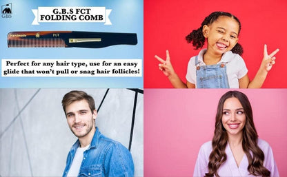 Premium Folding Pocket Combs for Men & Women - 3 Pack Handmade Anti-Static Travel Combs for All Hair Types - Durable Cellulose Acetate