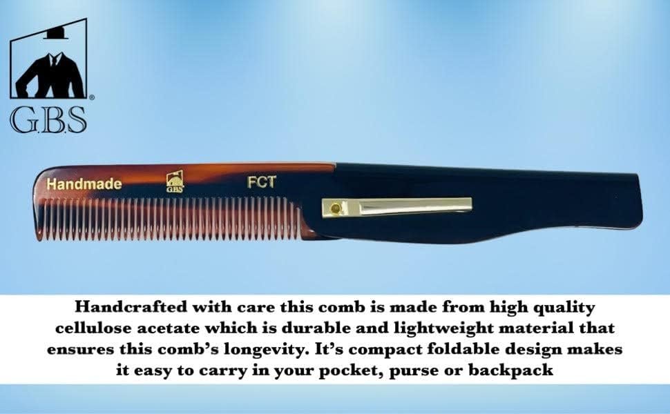 Premium Folding Pocket Combs for Men & Women - 3 Pack Handmade Anti-Static Travel Combs for All Hair Types - Durable Cellulose Acetate - görsel 8