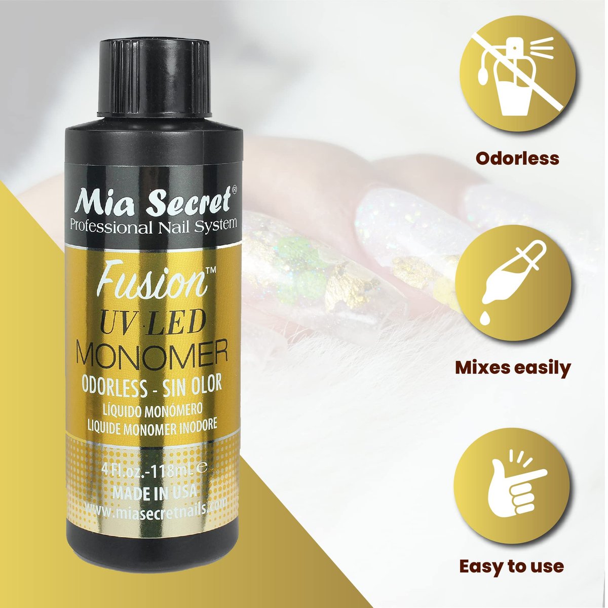 Mia Secret Odorless Fusion UV LED Monomer – 4 oz (2 oz & 4 oz Available) Avelisse