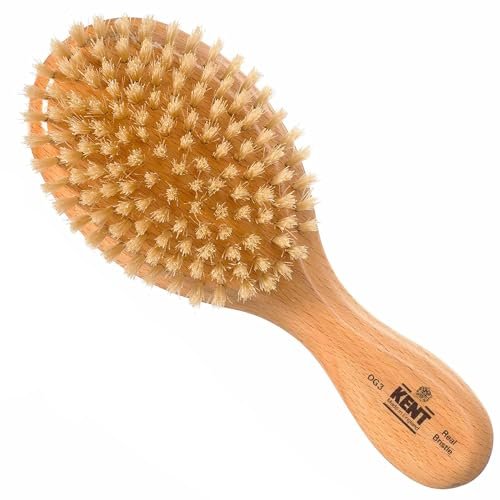 Kent OG3 Finest Men's Hair Brush and Facial Brush for Beard Care - 100% Natural White Boar Bristle Brush for Men's Grooming, Scalp, 360 Waves, and Beard Straightener - görsel 2