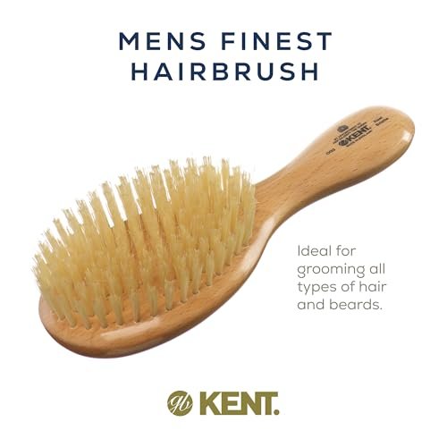 Kent OG3 Finest Men's Hair Brush and Facial Brush for Beard Care - 100% Natural White Boar Bristle Brush for Men's Grooming, Scalp, 360 Waves, and Beard Straightener - görsel 8