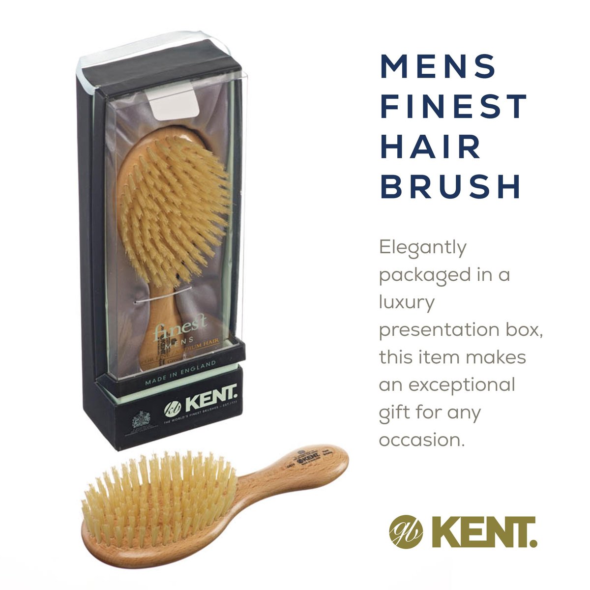 Kent OG3 Finest Men's Hair Brush and Facial Brush for Beard Care - 100% Natural White Boar Bristle Brush for Men's Grooming, Scalp, 360 Waves, and Beard Straightener - görsel 11