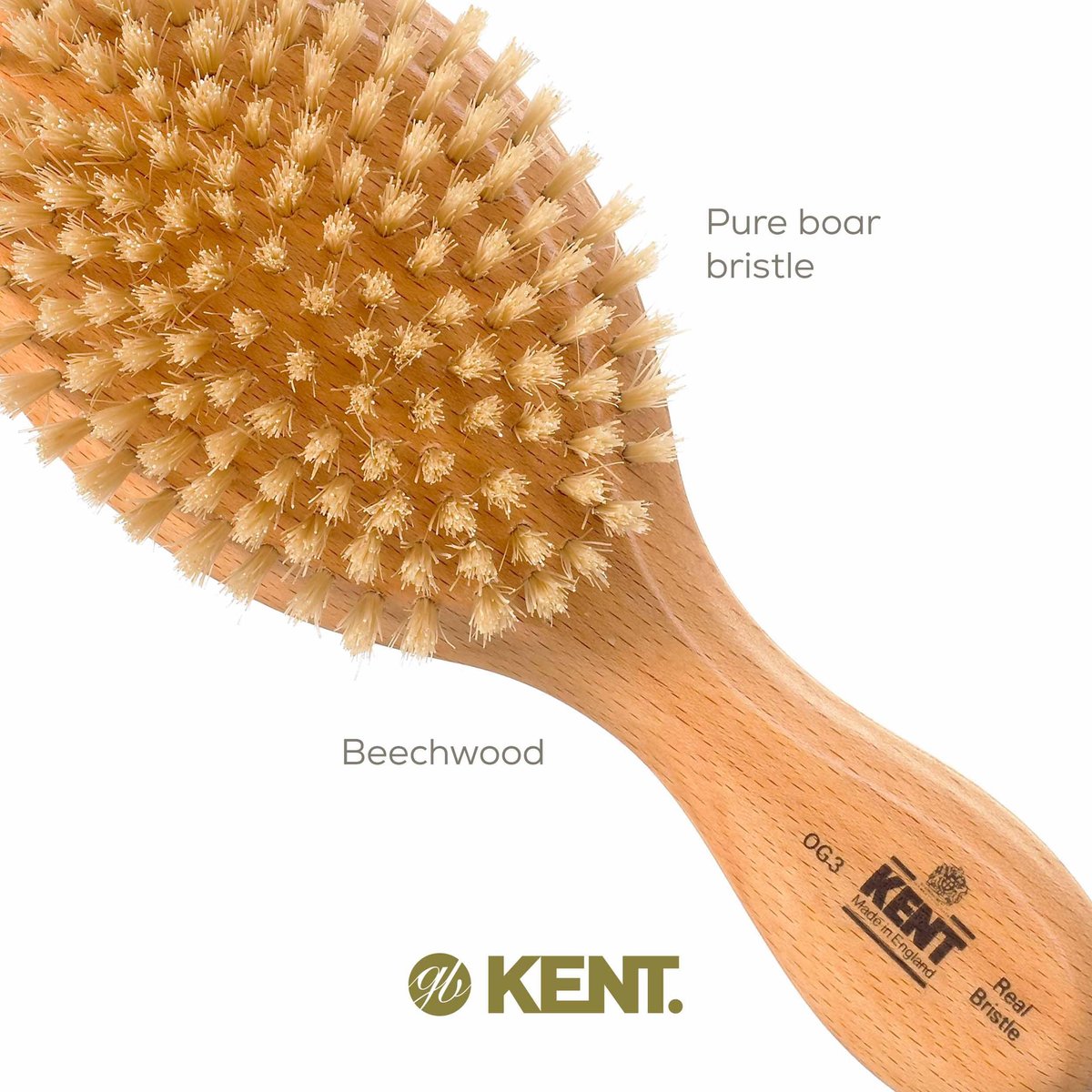 Kent OG3 Finest Men's Hair Brush and Facial Brush for Beard Care - 100% Natural White Boar Bristle Brush for Men's Grooming, Scalp, 360 Waves, and Beard Straightener - görsel 13