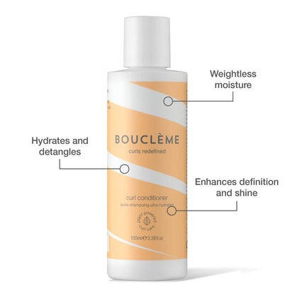Bouclème Curls Travel Kit: Hair Cleanser, Conditioner & Curl Defining Gel for Nourished Curls (10.1 fl oz)