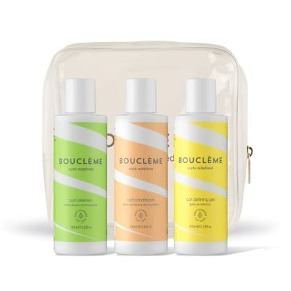 Bouclème Curls Travel Kit: Hair Cleanser, Conditioner & Curl Defining Gel for Nourished Curls (10.1 fl oz)