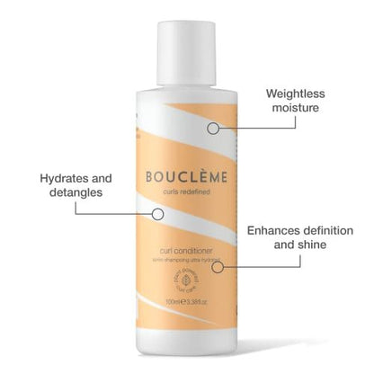 Bouclème Curls Travel Kit: Hair Cleanser, Conditioner & Curl Defining Gel for Nourished Curls (10.1 fl oz)