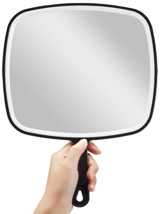 OMIRO Extra Large Handheld Mirror - 12.4" x 9" Black Plastic Hand Mirror with Handle
