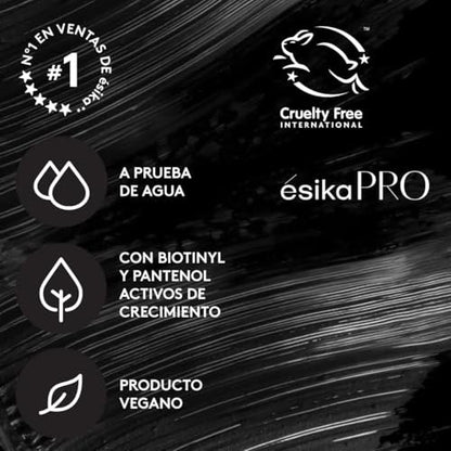 Esika Pro Mega Full-Size Waterproof Mascara for Visibly Longer and Lighter Eyelashes, Black, 0.28 oz Avelisse