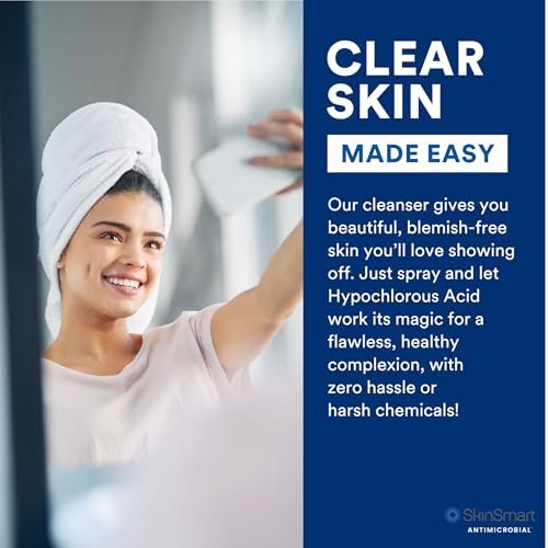 SkinSmart Antimicrobial Facial Cleanser for Breakouts & Blemishes – Hypochlorous Acid Formula, 8 oz Spray, All Skin Types Avelisse