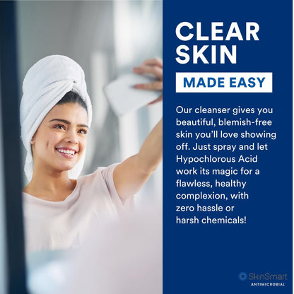 SkinSmart Antimicrobial Facial Cleanser for Breakouts & Blemishes – Hypochlorous Acid Formula, 8 oz Spray, All Skin Types Avelisse