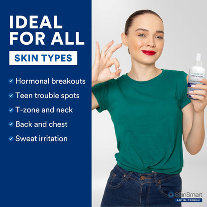 SkinSmart Antimicrobial Facial Cleanser for Breakouts & Blemishes – Hypochlorous Acid Formula, 8 oz Spray, All Skin Types Avelisse