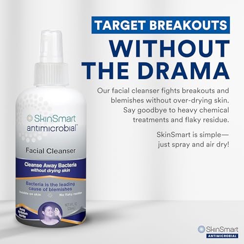 SkinSmart Antimicrobial Facial Cleanser for Breakouts & Blemishes – Hypochlorous Acid Formula, 8 oz Spray, All Skin Types Avelisse