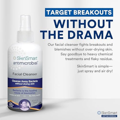 SkinSmart Antimicrobial Facial Cleanser for Breakouts & Blemishes – Hypochlorous Acid Formula, 8 oz Spray, All Skin Types Avelisse