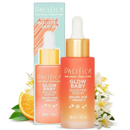 Pacifica Glow Baby Brightening Vitamin C Serum with Glycolic Acid – Dark Spot Corrector & Face Serum for Glowing Skin, Vegan & Dermatologist Tested