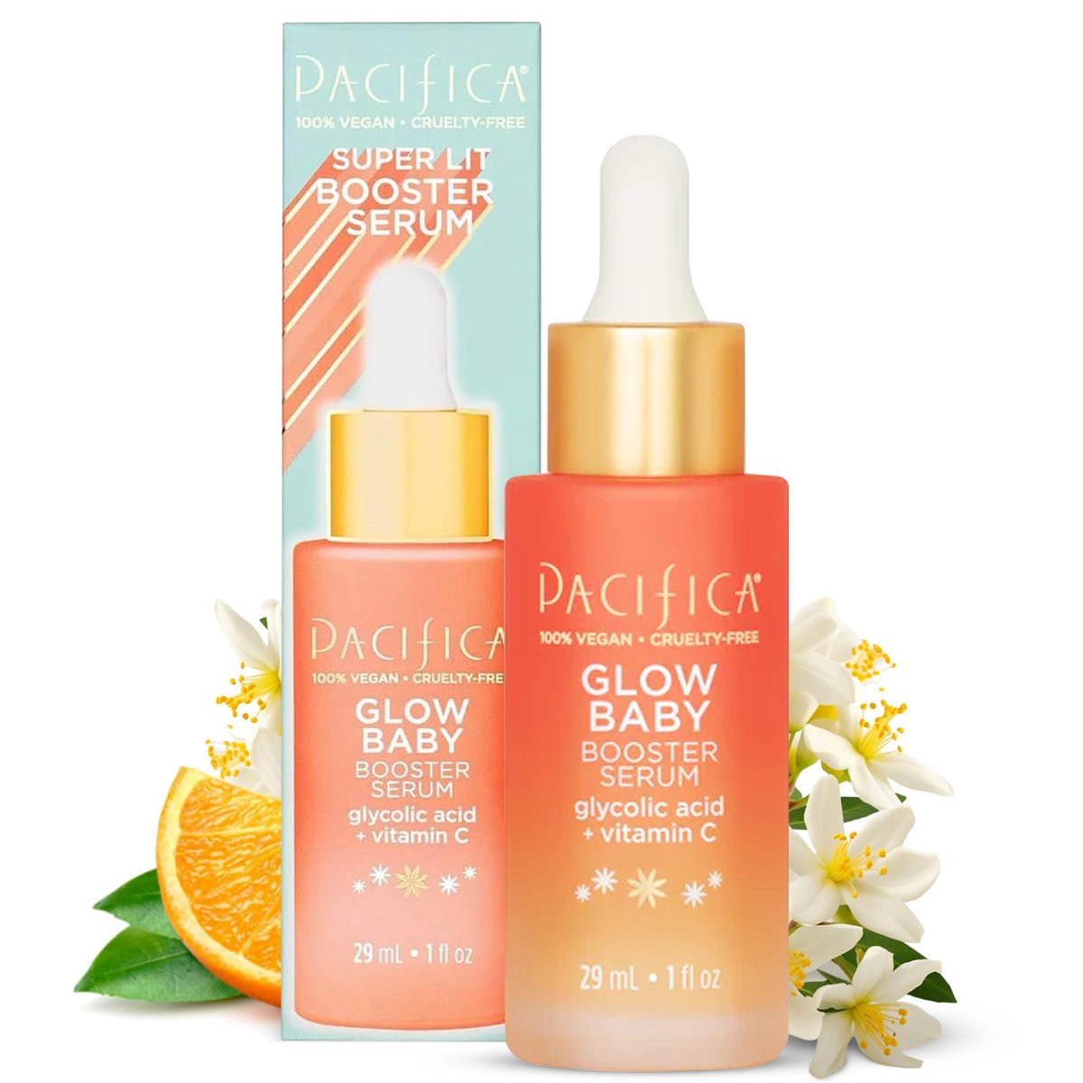 Pacifica Glow Baby Brightening Vitamin C Serum with Glycolic Acid – Dark Spot Corrector & Face Serum for Glowing Skin, Vegan & Dermatologist Tested - görsel 1