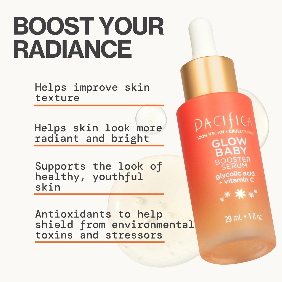 Pacifica Glow Baby Brightening Vitamin C Serum with Glycolic Acid – Dark Spot Corrector & Face Serum for Glowing Skin, Vegan & Dermatologist Tested - görsel 3