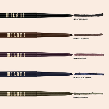 Milani Stay Put Eyeliner - After Dark - Long-Lasting, Cruelty-Free Self-Sharpening Eye Pencil with Built-In Smudger