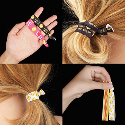 WILLBOND 32 Pcs Softball Hair Ties for Girls - Elastic Sports Ribbon Bracelets for Players, Coaches, Teams - görsel 10