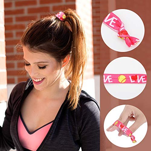 WILLBOND 32 Pcs Softball Hair Ties for Girls - Elastic Sports Ribbon Bracelets for Players, Coaches, Teams - görsel 6
