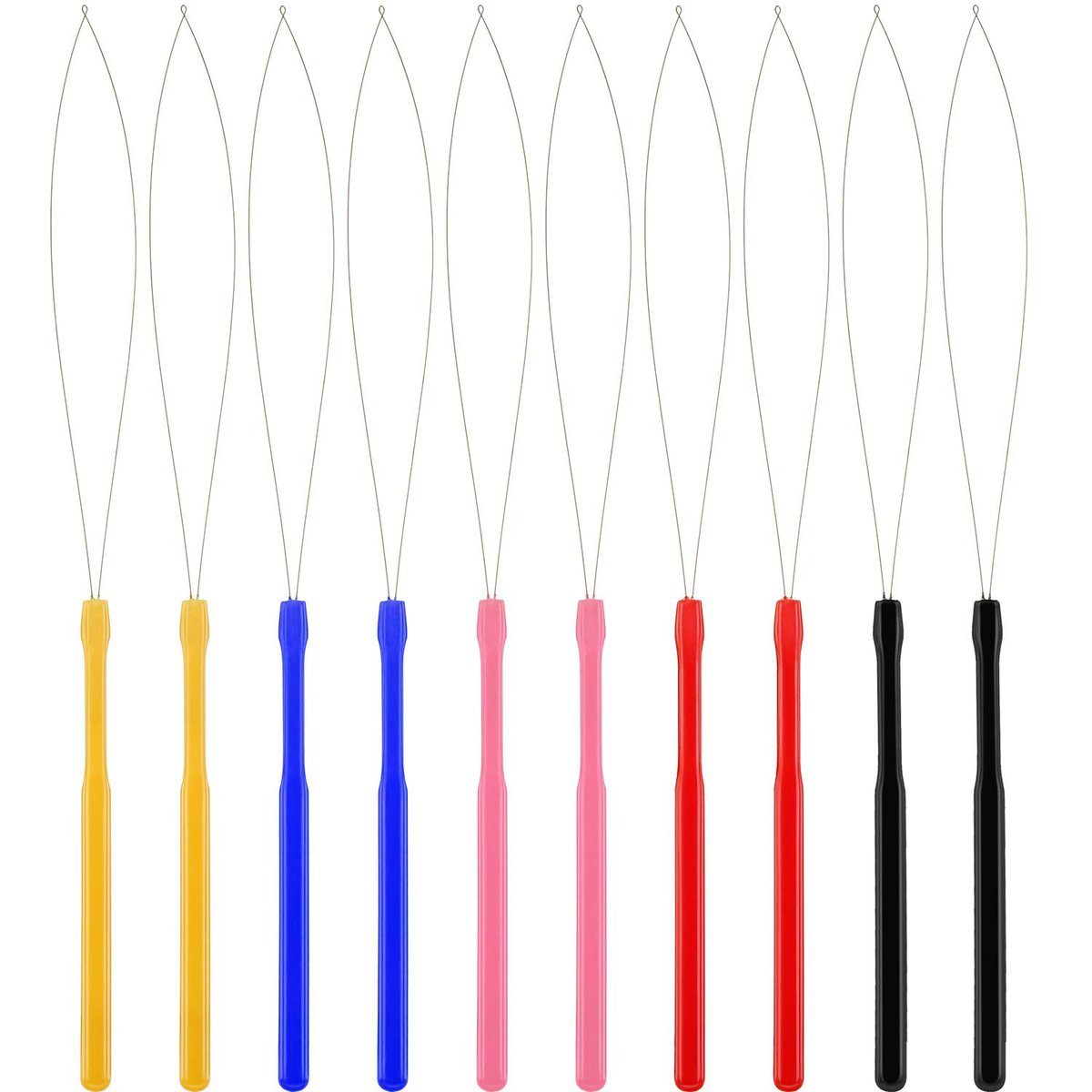 Chinco 10 Pcs Hair Extension Loop Tool Hair Bead Tool Needle Threader for Styling Extensions DIY Supplies (Multicolored) - görsel 1