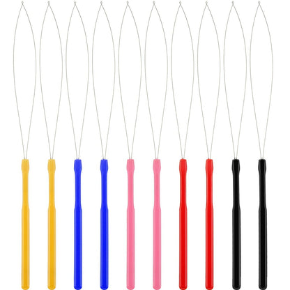 Chinco 10 Pcs Hair Extension Loop Tool Hair Bead Tool Needle Threader for Styling Extensions DIY Supplies (Multicolored)