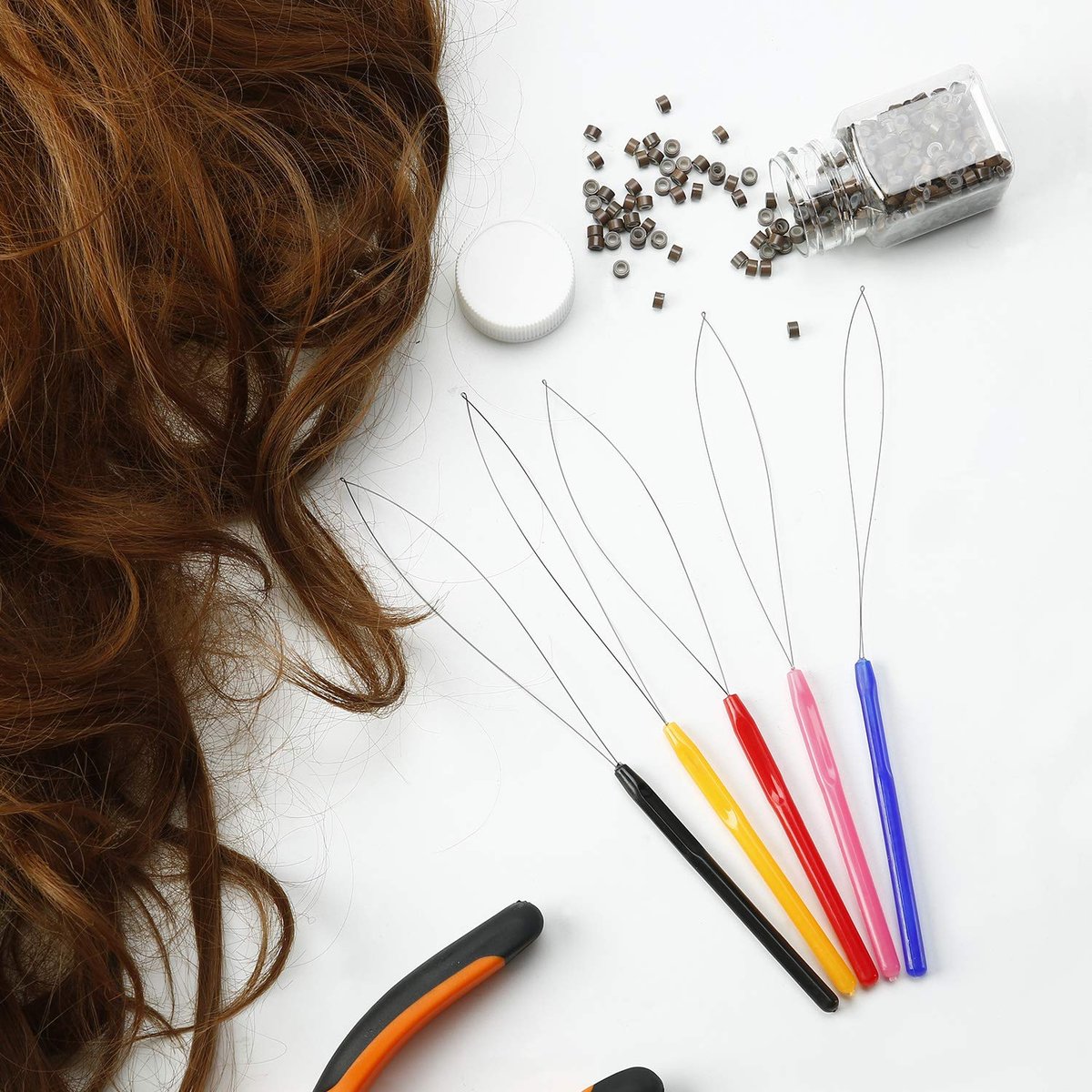 Chinco 10 Pcs Hair Extension Loop Tool Hair Bead Tool Needle Threader for Styling Extensions DIY Supplies (Multicolored) - görsel 11