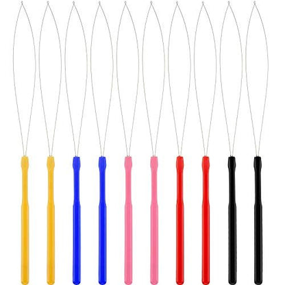 Chinco 10 Pcs Hair Extension Loop Tool Hair Bead Tool Needle Threader for Styling Extensions DIY Supplies (Multicolored)