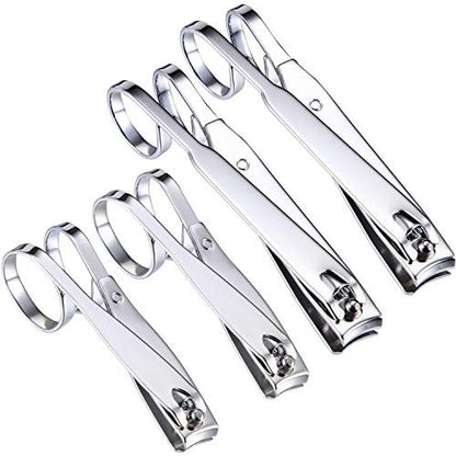 Mudder 4 Pack EZ Grip Nail Clipper Set – Sharp Stainless Steel Fingernail & Toenail Clippers with Long Handles, Travel Nail Kit for Men & Women (Easy Grip Style)
